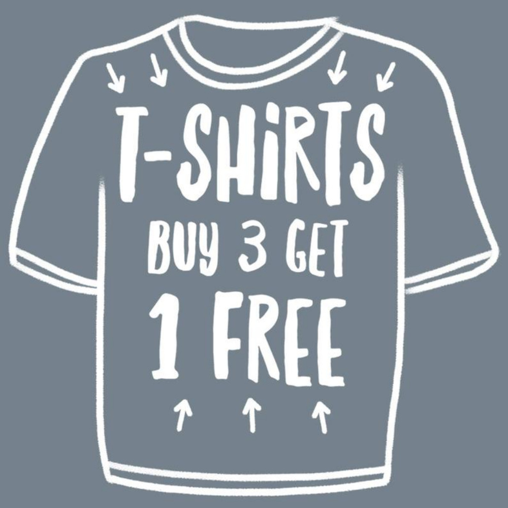 Buy Any 3 T-Shirts, Get 1 Free!